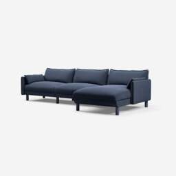 Cozy 5 Seater RH Chaise Sofa - Navy Cotton - thumbnail 1
