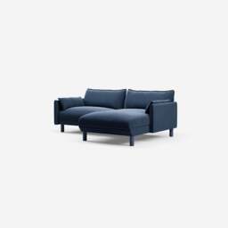 Cozy 3 Seater RH Chaise Sofa - Midnight Blue Velvet