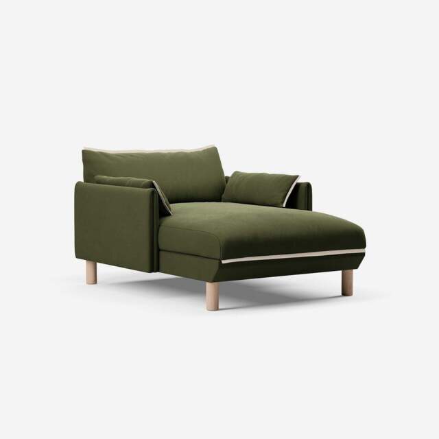 Cozy 1.5 Seater Chaise Sofa - Dark Green Velvet - image 1
