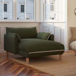 Cozy 1.5 Seater Chaise Sofa - Dark Green Velvet - thumbnail 2
