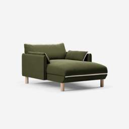Cozy 1.5 Seater Chaise Sofa - Dark Green Velvet
