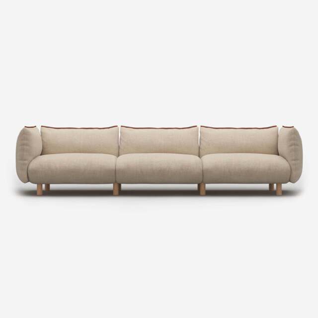 Pillow 5 Seater Sofa - Cream Textured Weave - image 1