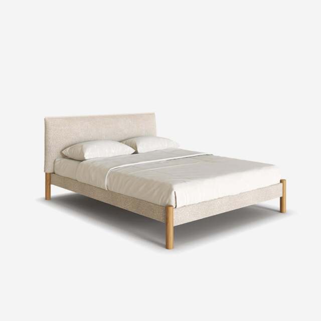 Cozy Bed - Double - Ecru Boucle Frame - Ecru Boucle Headboard - image 1