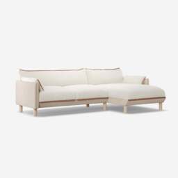 Cozy 4 Seater RH Chaise Sofa - Cream Textured Weave