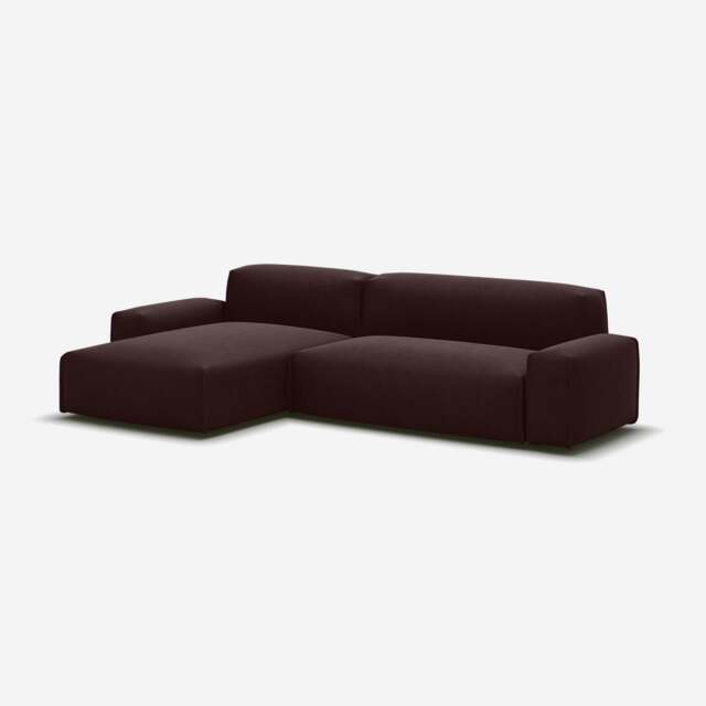 Float 4 Seater LH Chaise Sofa - Dark Brown Velvet - image 1
