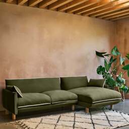 Cozy 4 Seater RH Chaise Sofa - Dark Green Velvet - thumbnail 2