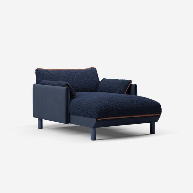 Cozy 1.5 Seater Chaise Sofa - Navy Cotton - image 1