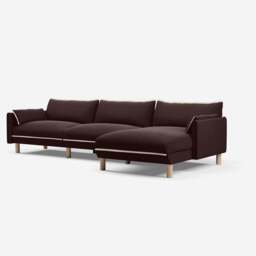 Cozy 5 Seater RH Chaise Sofa - Dark Brown Velvet