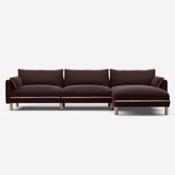 Cozy 5 Seater RH Chaise Sofa - Dark Brown Velvet - thumbnail 3