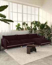 Cozy 5 Seater RH Chaise Sofa - Dark Brown Velvet - thumbnail 6