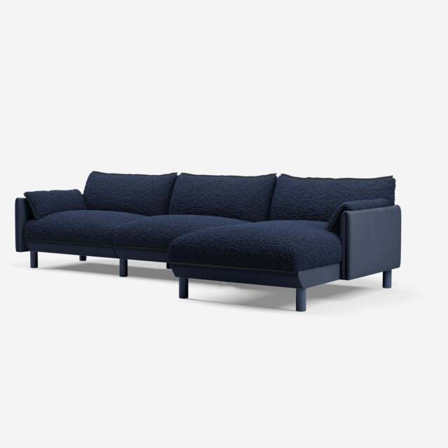 Cozy 5 Seater RH Chaise Sofa - Navy Cotton - image 1
