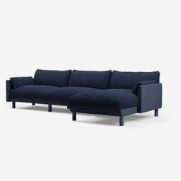 Cozy 5 Seater RH Chaise Sofa - Navy Cotton