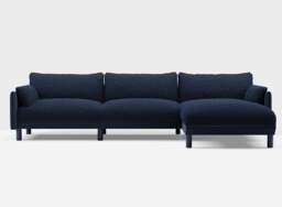 Cozy 5 Seater RH Chaise Sofa - Navy Cotton - thumbnail 3