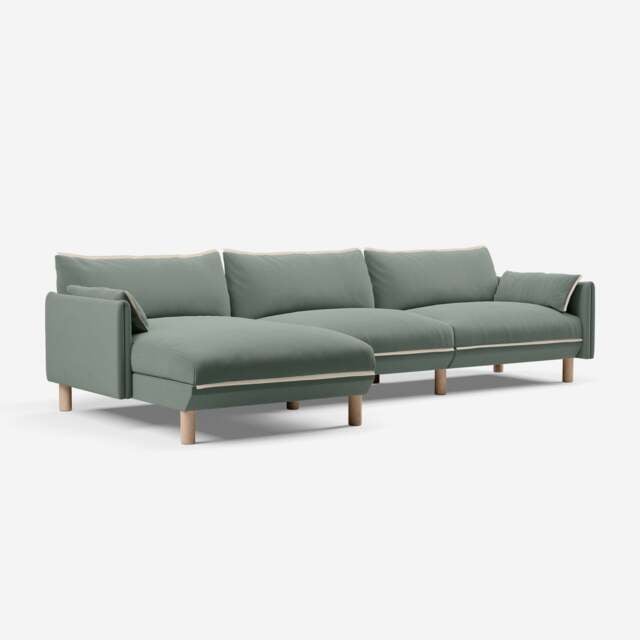 Cozy 5 Seater LH Chaise Sofa - Sage Cotton - image 1