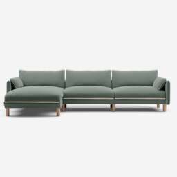 Cozy 5 Seater LH Chaise Sofa - Sage Cotton - thumbnail 3