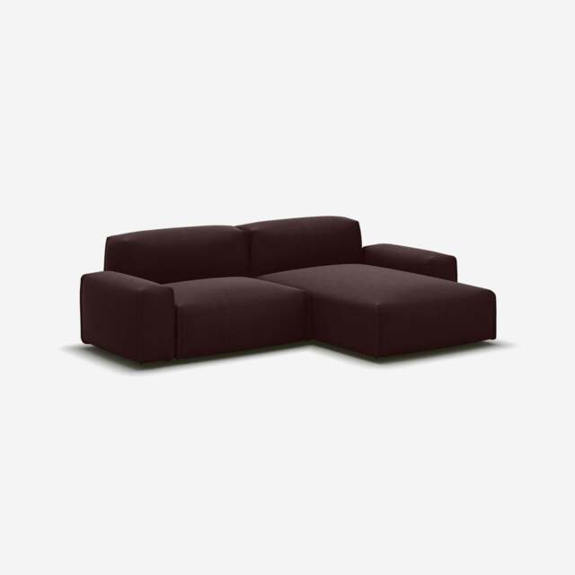 Float 3 Seater RH Chaise Sofa - Dark Brown Velvet - image 1