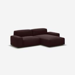 Float 3 Seater RH Chaise Sofa - Dark Brown Velvet - thumbnail 1