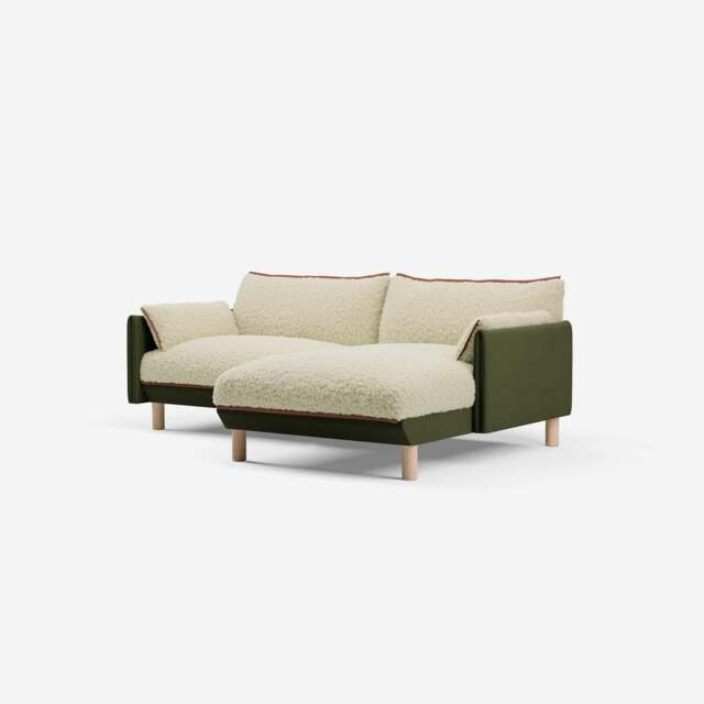 Cozy 3 Seater RH Chaise Sofa - Dark Green Velvet - image 1