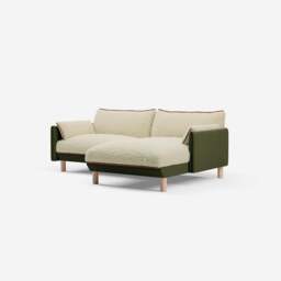 Cozy 3 Seater RH Chaise Sofa - Dark Green Velvet