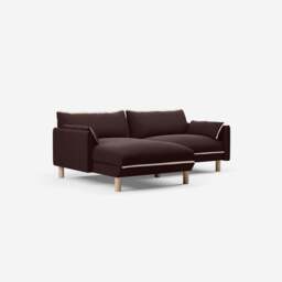 Cozy 3 Seater LH Chaise Sofa - Dark Brown Velvet
