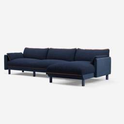 Cozy 5 Seater RH Chaise Sofa - Midnight Blue Velvet