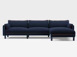 Cozy 5 Seater RH Chaise Sofa - Midnight Blue Velvet - thumbnail 3