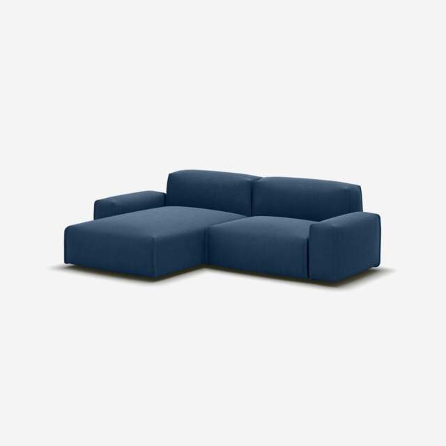 Float 3 Seater LH Chaise Sofa - Midnight Blue Velvet - image 1