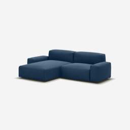 Float 3 Seater LH Chaise Sofa - Midnight Blue Velvet
