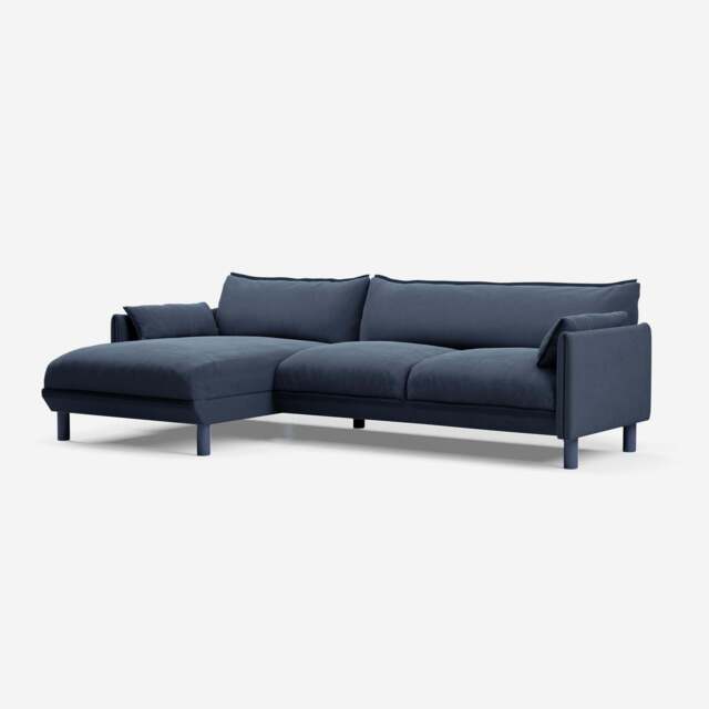 Cozy 4 Seater LH Chaise Sofa - Navy Cotton - image 1