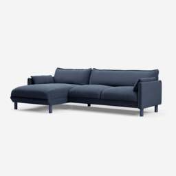 Cozy 4 Seater LH Chaise Sofa - Navy Cotton - thumbnail 1
