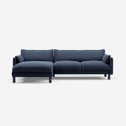 Cozy 4 Seater LH Chaise Sofa - Navy Cotton - thumbnail 4