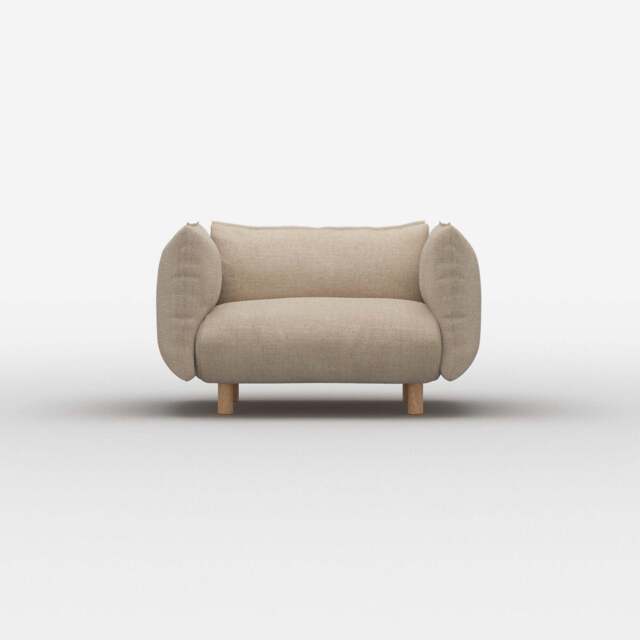 Pillow 1.5 Seater Sofa - Cream Textured Weave - image 1