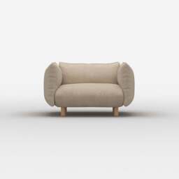 Pillow 1.5 Seater Sofa - Cream Textured Weave - thumbnail 1