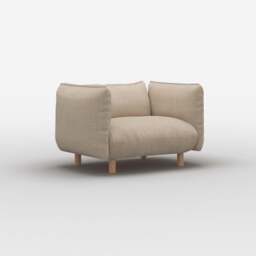 Pillow 1.5 Seater Sofa - Cream Textured Weave - thumbnail 3