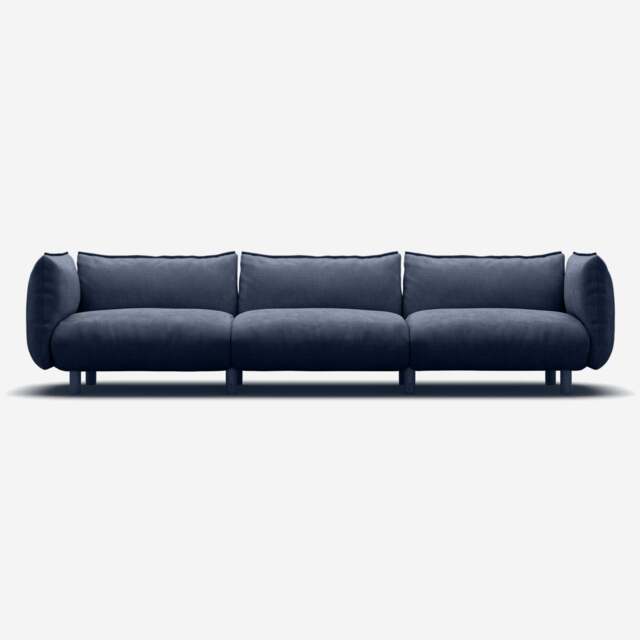 Pillow 5 Seater Sofa - Navy Cotton - image 1