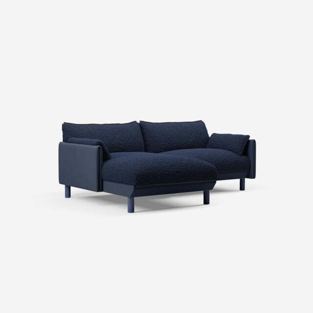 Cozy 3 Seater LH Chaise Sofa - Navy Cotton - image 1