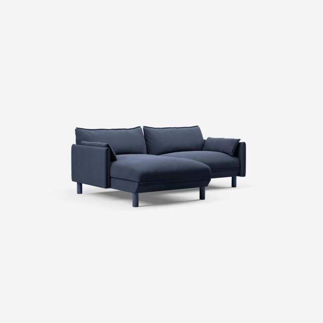 Cozy 3 Seater LH Chaise Sofa - Navy Cotton - image 1