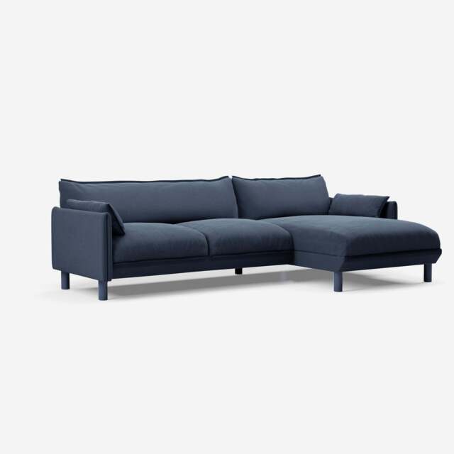 Cozy 4 Seater RH Chaise Sofa - Navy Cotton - image 1