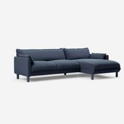 Cozy 4 Seater RH Chaise Sofa - Navy Cotton - thumbnail 1