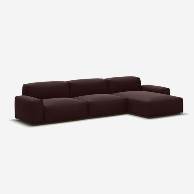Float 5 Seater RH Chaise Sofa - Dark Brown Velvet - image 1