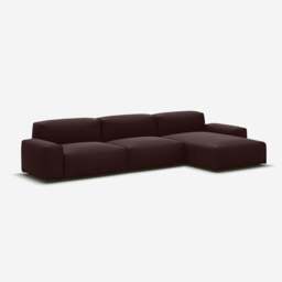 Float 5 Seater RH Chaise Sofa - Dark Brown Velvet - thumbnail 1