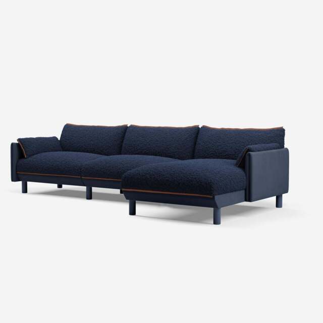 Cozy 5 Seater RH Chaise Sofa - Navy Cotton - image 1
