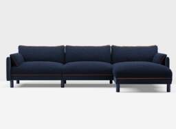 Cozy 5 Seater RH Chaise Sofa - Navy Cotton - thumbnail 3