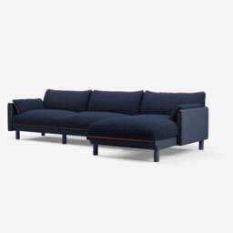 Cozy 5 Seater RH Chaise Sofa - Navy Cotton - thumbnail 1