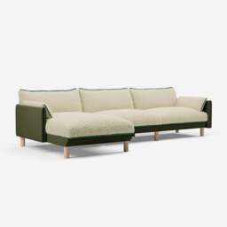 Cozy 5 Seater LH Chaise Sofa - Dark Green Velvet