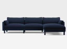 Cozy 5 Seater RH Chaise Sofa - Midnight Blue Velvet - thumbnail 4