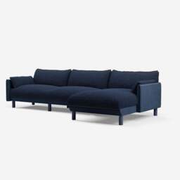 Cozy 5 Seater RH Chaise Sofa - Midnight Blue Velvet - thumbnail 1