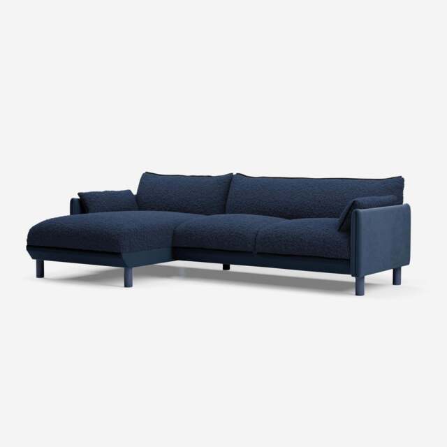 Cozy 4 Seater LH Chaise Sofa - Midnight Blue Velvet - image 1