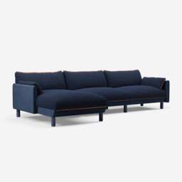 Cozy 5 Seater LH Chaise Sofa - Midnight Blue Velvet