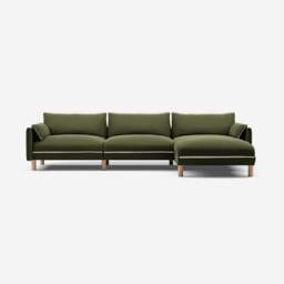 Cozy 5 Seater RH Chaise Sofa - Dark Green Velvet - thumbnail 4